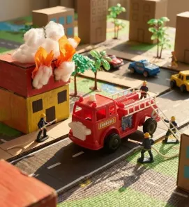 Camión de Bomberos Mediano con Copete - JUGUETES NACIONALES