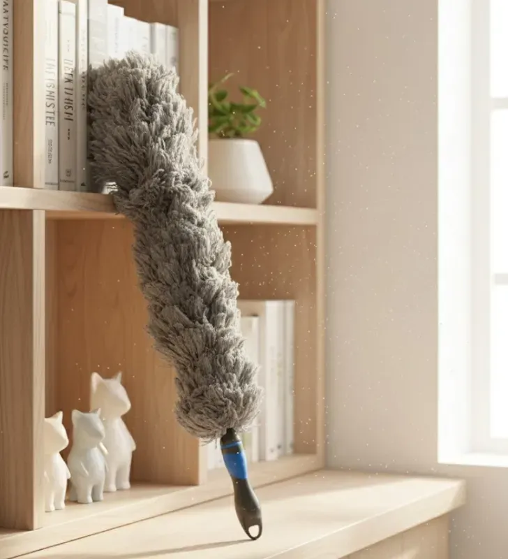 Sacudidor gris de microfibra – atrapapolvo lavable y flexible