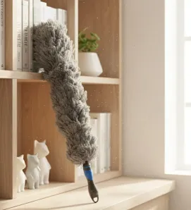 Sacudidor gris de microfibra – atrapapolvo lavable y flexible