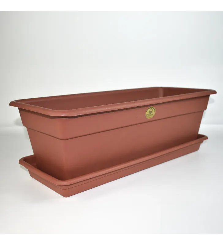 Maceta Jardinera Núm. 2 Chocolate Madera con Base de Barro