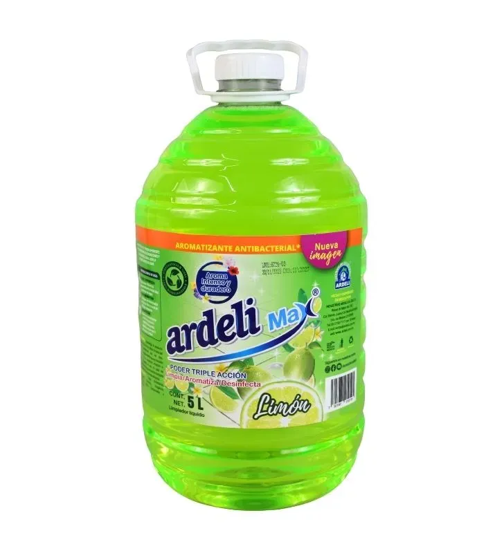 Aromatizante Ardeli Max Limón 5 Litros - Limpiador Triple Acción
