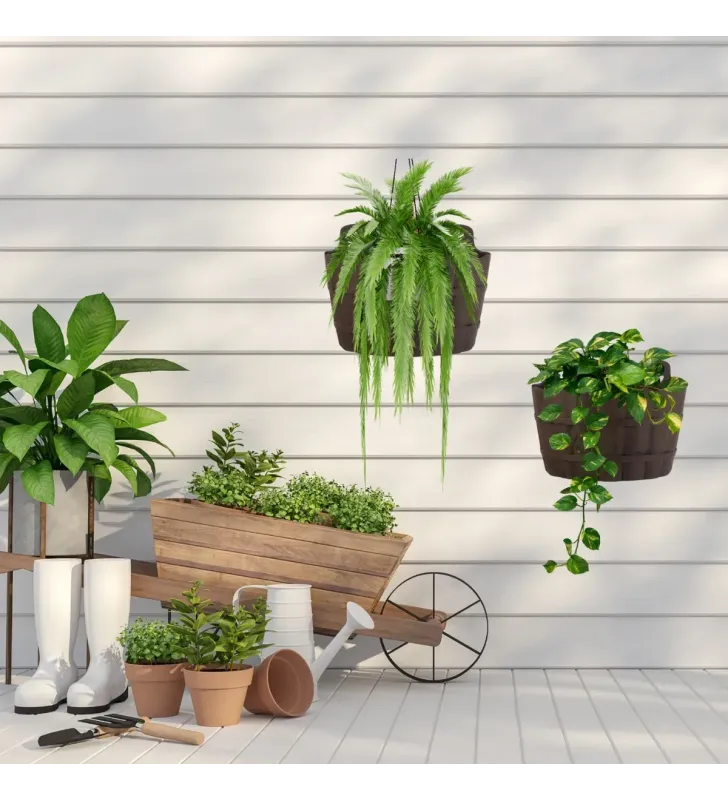 Maceta Pared Madera Núm. 2 Color Nogal plástico