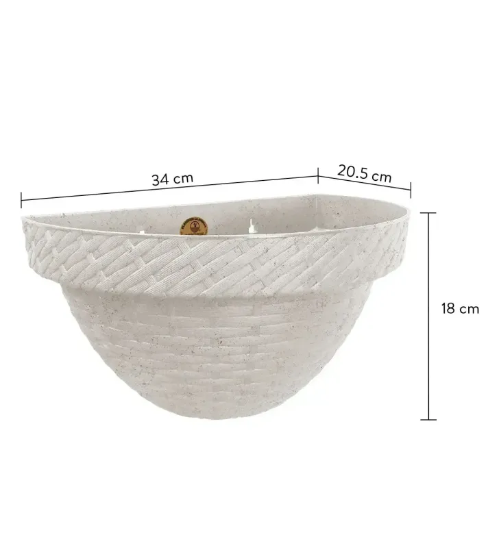 Maceta Rattan Pared L34.5 Blanco