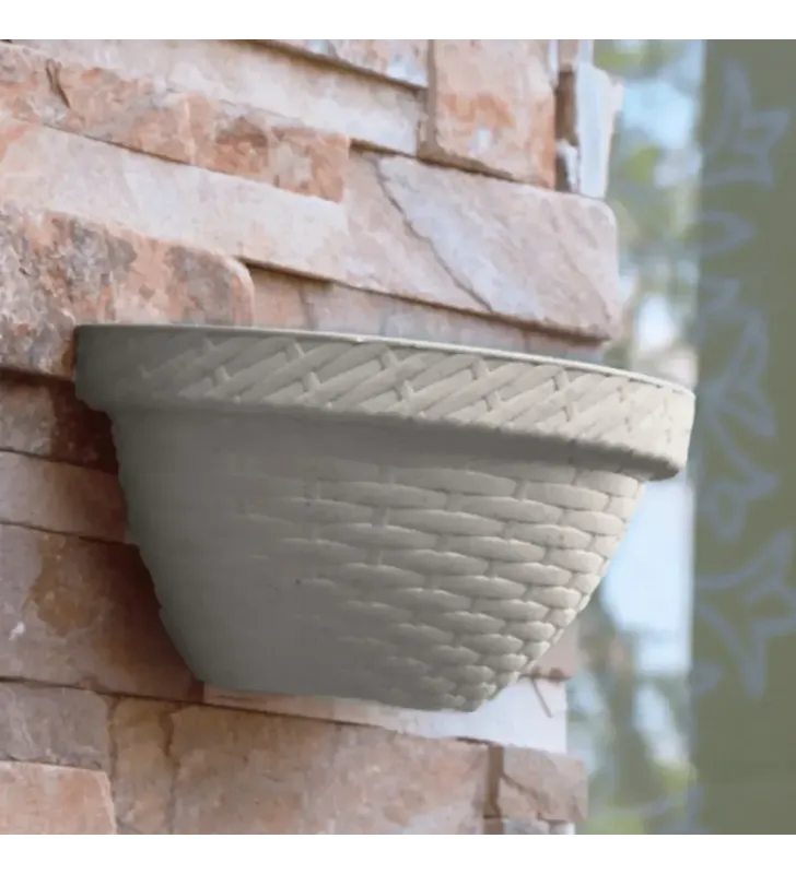 Maceta Rattan Pared L34.5 Blanco