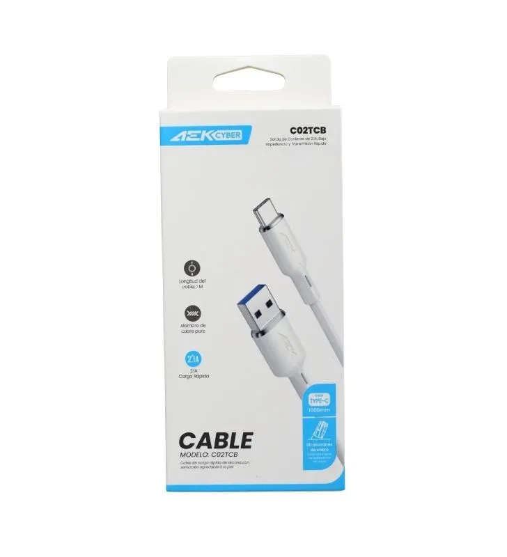 Cable de Carga AEK Cyber C02TCB 2.1A - 1 Metro de Largo