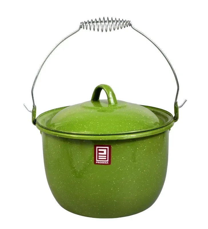 Olla Convexa No. 22 Prodesa Verde Jaspeado con Tapa