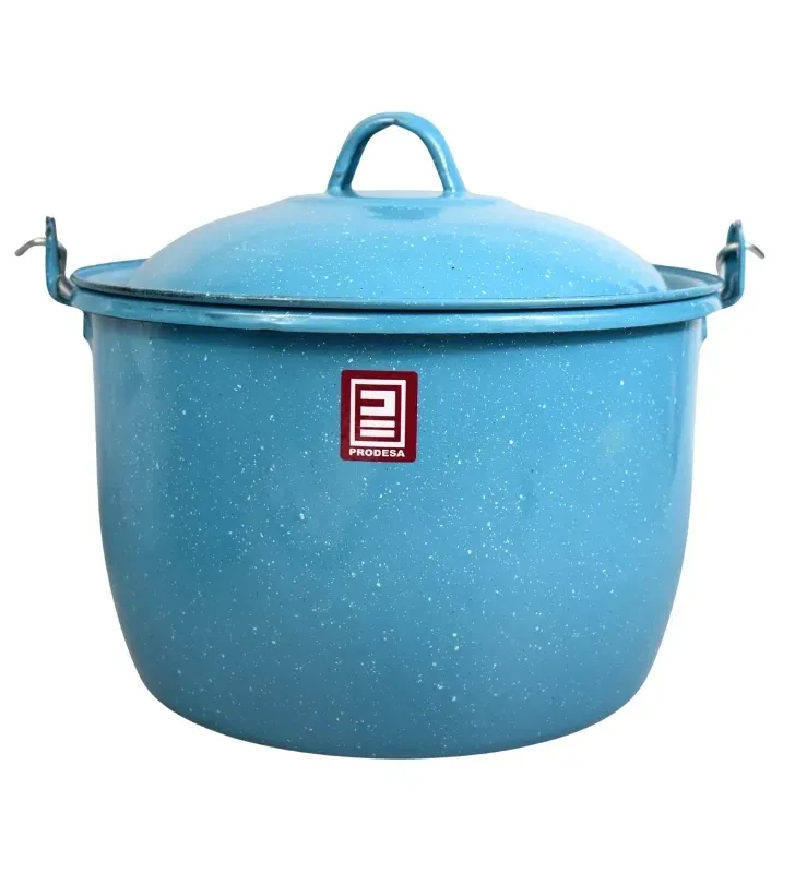 Olla No. 24 Azul Turquesa con Tapa | Peltre Resistente
