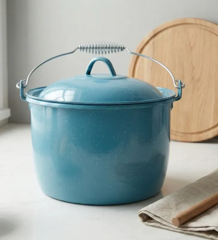 Olla No. 24 Azul Turquesa con Tapa | Peltre Resistente