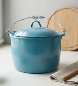 Olla No. 24 Azul Turquesa con Tapa | Peltre Resistente