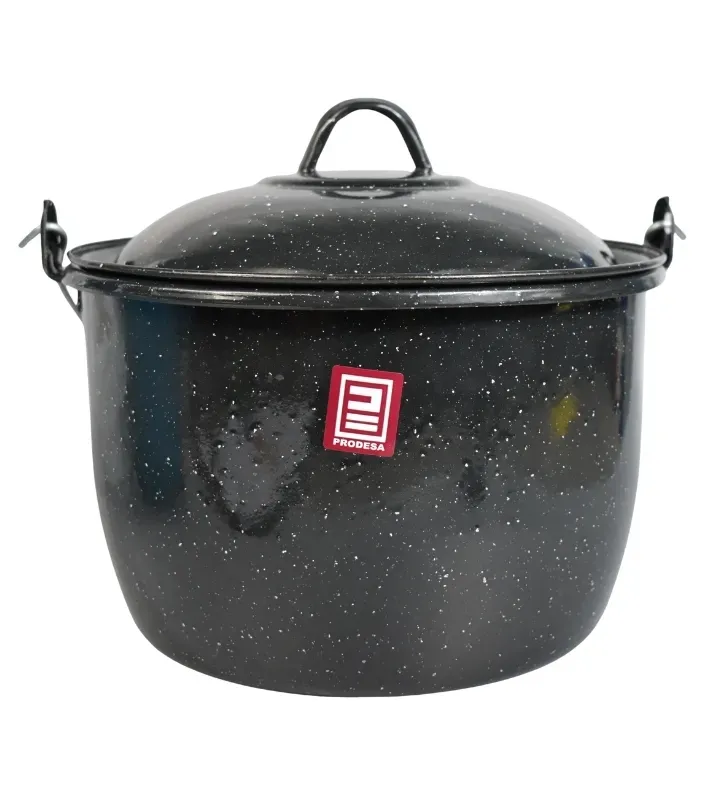 Olla No. 24 Prodesa Negro Moteado con Tapa | Peltre Tradicional