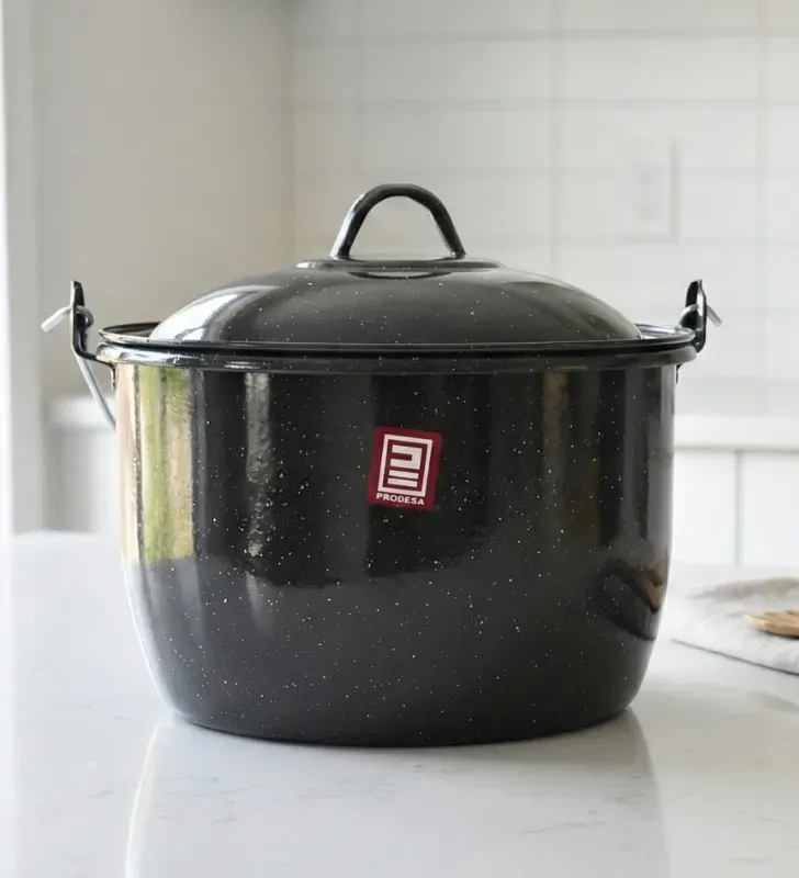 Olla No. 24 Prodesa Negro Moteado con Tapa | Peltre Tradicional