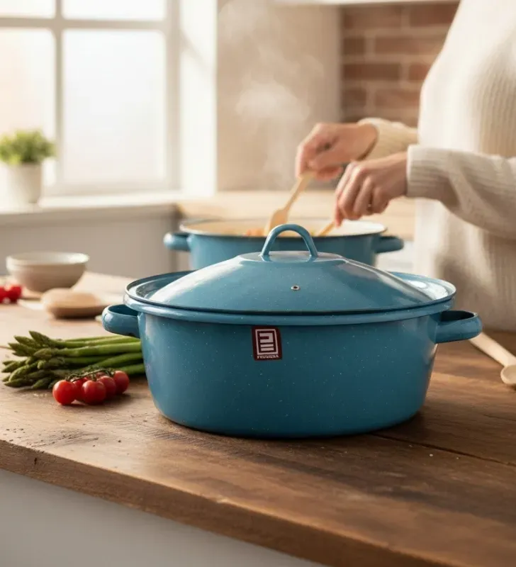 Budinera No. 30 Prodesa Azul Turquesa con Tapa | Peltre de Alta Calidad