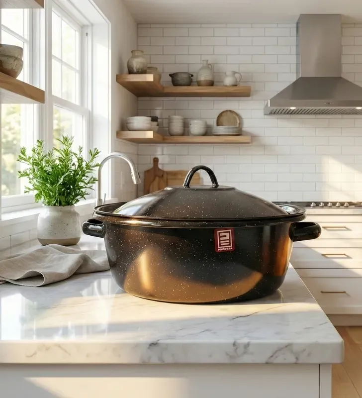 Budinera No. 30 Prodesa Negro Moteado con Tapa | Peltre Tradicional