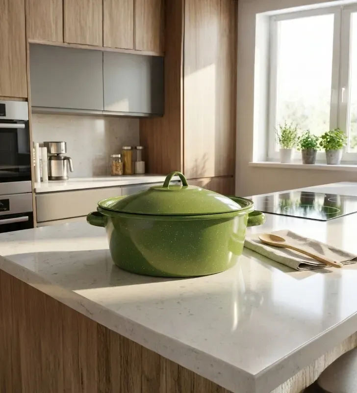 Budinera No. 30 Prodesa Verde Jaspeado con Tapa | Peltre Tradicional