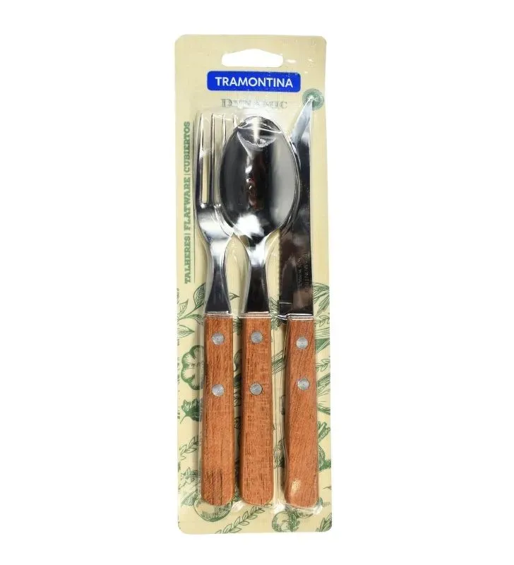 Juego de Cubiertos Tramontina Dynamic 3 Pzas 22399/001 | Madera Natural