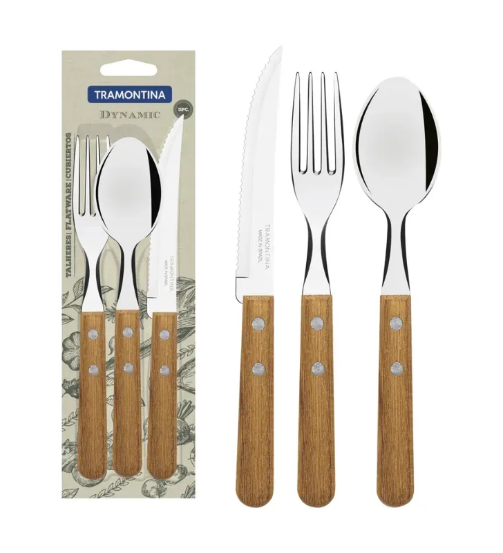 Juego de Cubiertos Tramontina Dynamic 3 Pzas 22399/001 | Madera Natural