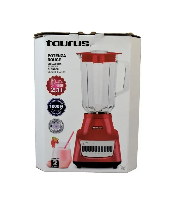 Licuadora Taurus Potenza Rouge (VER II) 1000W | Vaso Vidrio 2.1 L