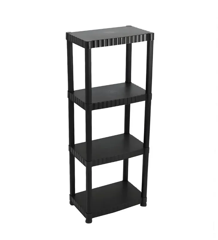 Estante de Plástico Negro 4 Repisas Polycar - Organizador Multiusos