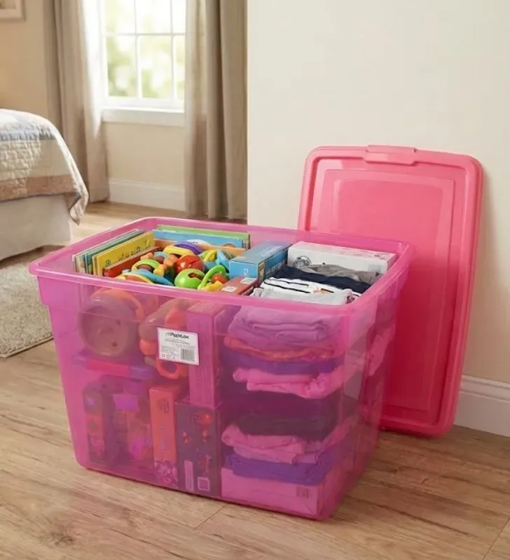 Caja Organizadora Polybox Large 60 L Rosa con Tapa - Polycar PT-BOX-006