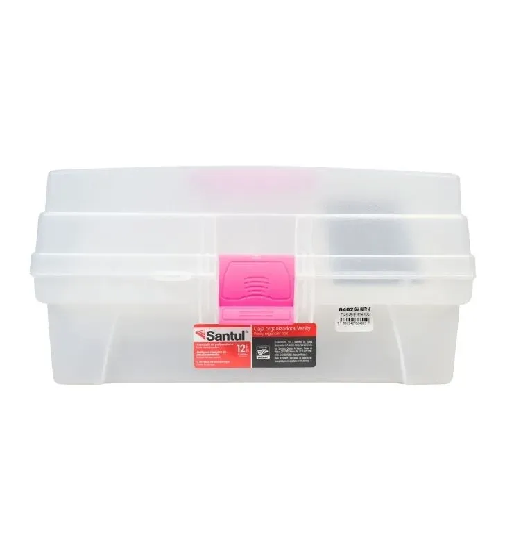 Caja Vanity 14" Transparente Santul 6402 - Organizador con Charola