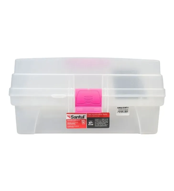 Caja Vanity 14" Transparente Santul 6402 - Organizador con Charola