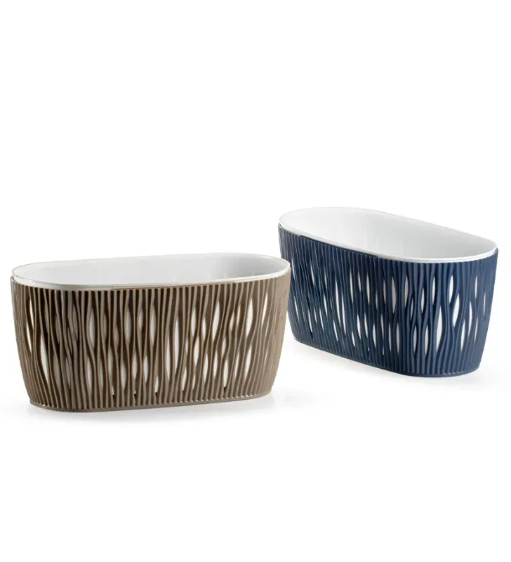 Maceta Sophia Ovalada 14" Cubasa - Diseño Bitono Elegante