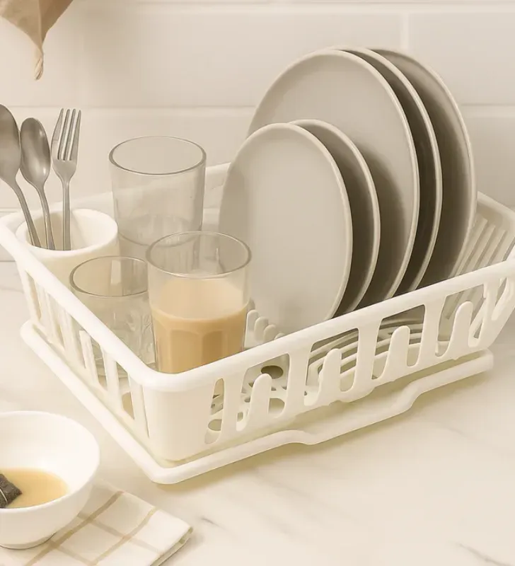 Escurridor para Trastes Yuliana MX-154 con Base - Blanco