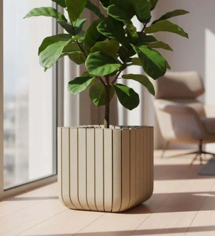 Maceta Olivia Cuadrada Cubasa No. 8 - Efecto Madera 7.4L