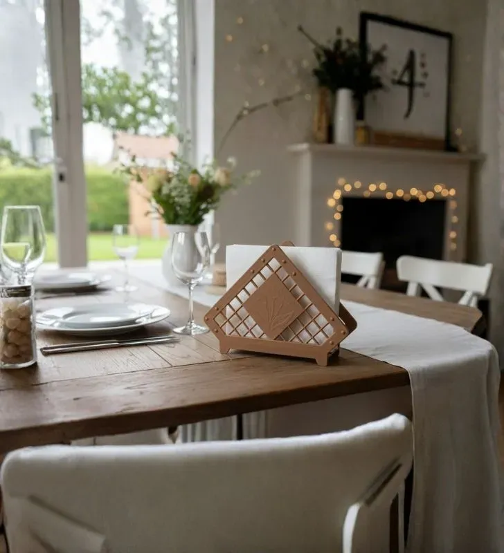 Servilletero Boris Diseño Flor Color Café - Resistente