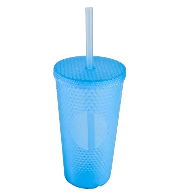 Vaso Morado con Popote – Diseño Diamante