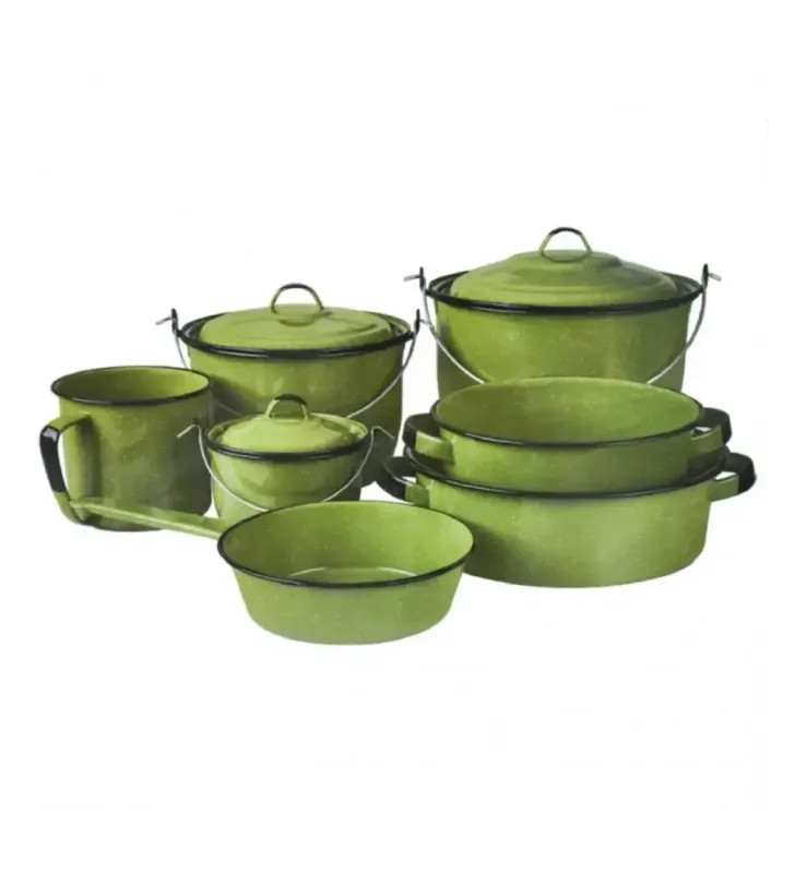 Batería Xochitl 10 pzas Verde Aguacate Jaspeado