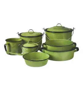 Batería Xochitl 10 pzas Verde Aguacate Jaspeado