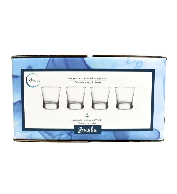 Set 4 Vasos Crisa Brasilia DOF 297 ml - Modelo 6654