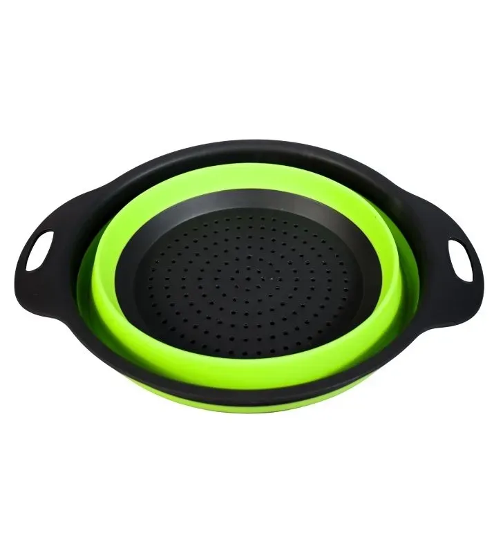Colador Plegable de Silicón Verde - Escurridor de Cocina Compacto