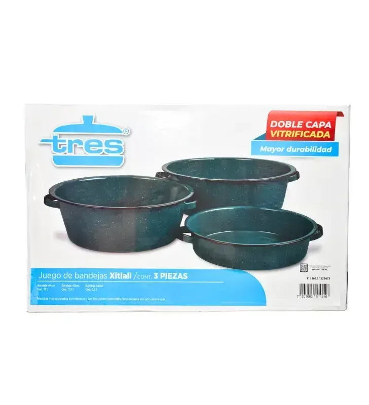 Juego de Bandejas Xitlali 3 pzas Verde Aqua
