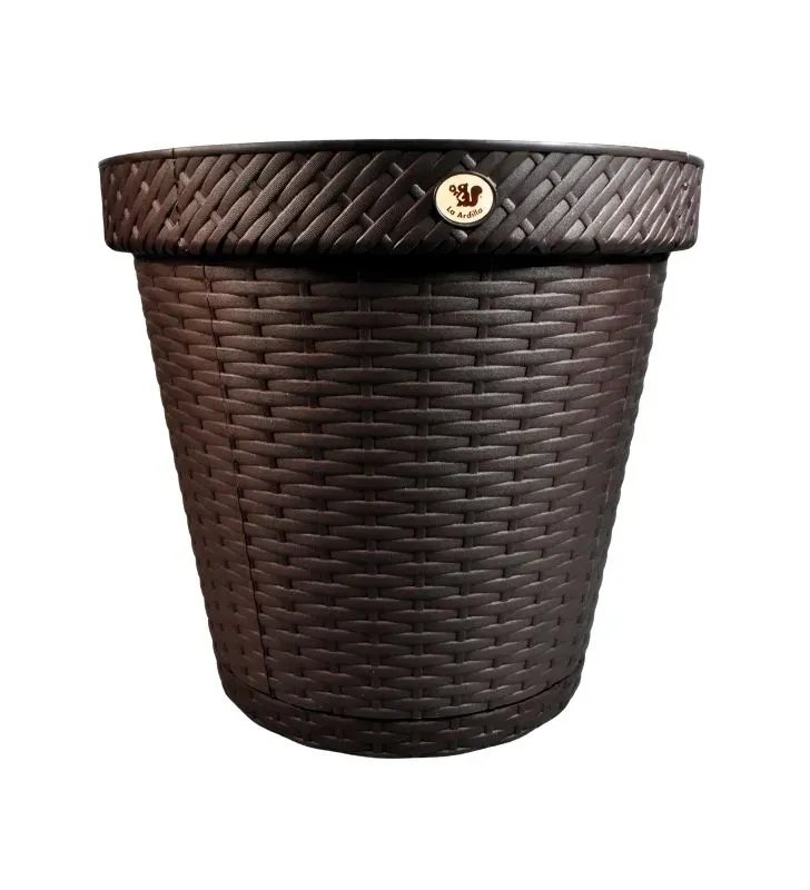 Maceta Rattan Redonda 42.5 La Ardilla - Chocolate Elegante