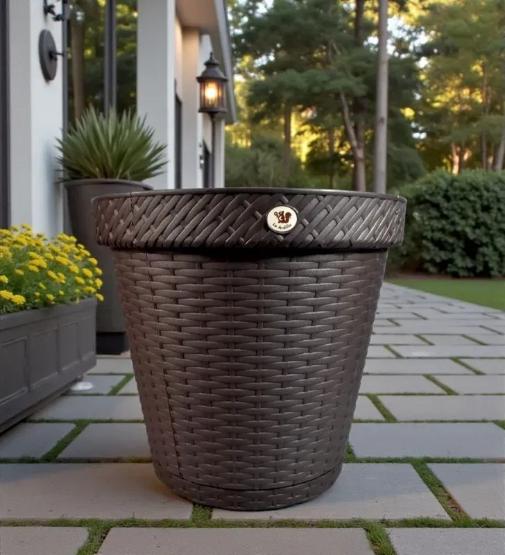 Maceta Rattan Redonda 42.5 La Ardilla - Chocolate Elegante