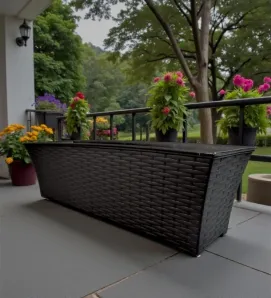 Jardinera Rattan 60 cm La Ardilla - Gris Oxford Elegante