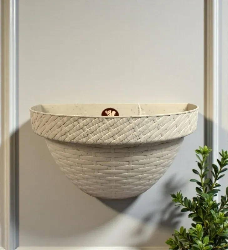 Maceta de Pared Rattan 26.5 La Ardilla - Blanco Minimalista