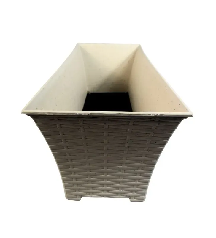 Jardinera Rattan 45 cm La Ardilla - Blanco Minimalista