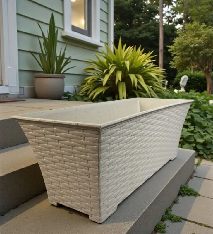 Jardinera Rattan 45 cm La Ardilla - Blanco Minimalista