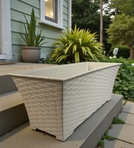 Jardinera Rattan 45 cm La Ardilla - Blanco Minimalista