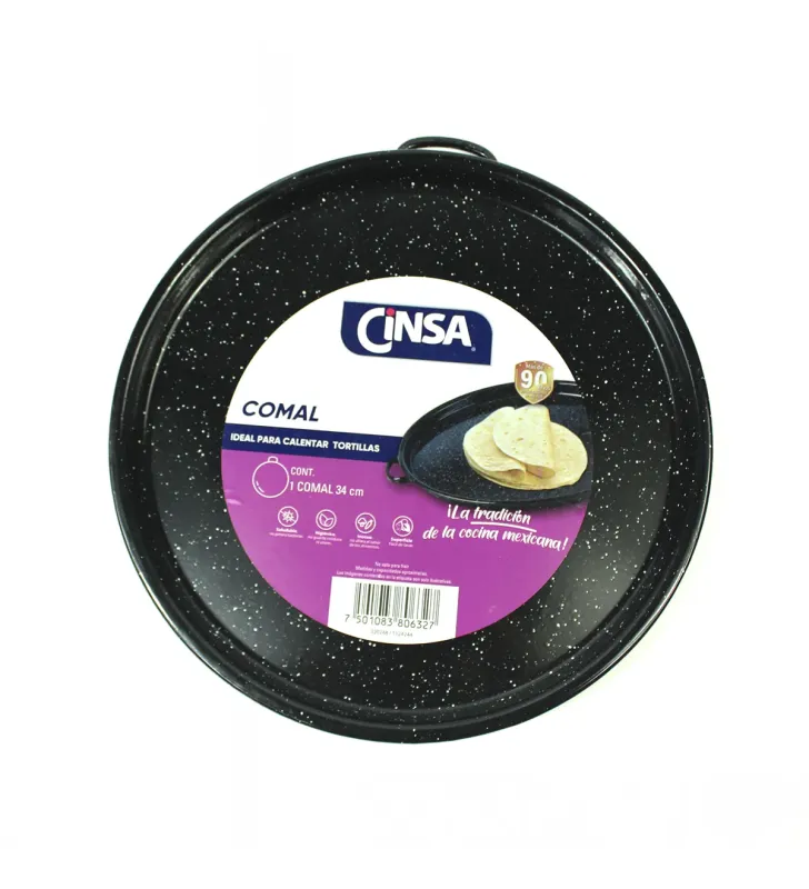 Comal Redondo 34 cm Negro Brillante