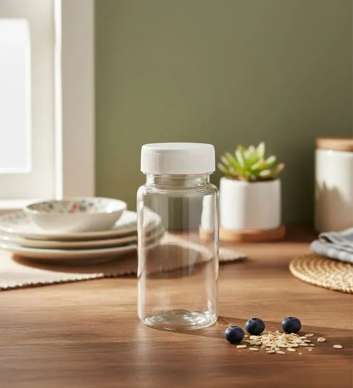 Frasco Cilíndrico 110 ml Cristal Cajaplax - Tapa con Liner