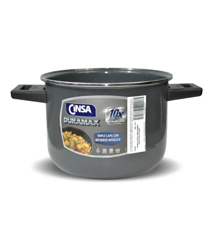 Marmita Euro 22 cm Duramax 6 L – Cinsa con Tapa de Vidrio