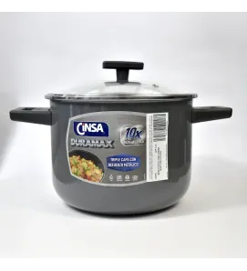 Marmita Euro 22 cm Duramax 6 L – Cinsa con Tapa de Vidrio