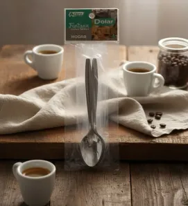 Paquete 6 Cucharas Cafeteras Dolar Fantasía - Acero Inoxidable