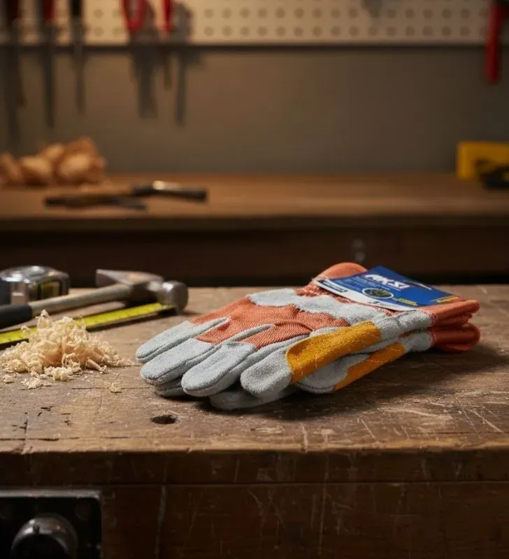 Guante de Carnaza Reforzado AKSI 103701 - Protección Uso Rudo