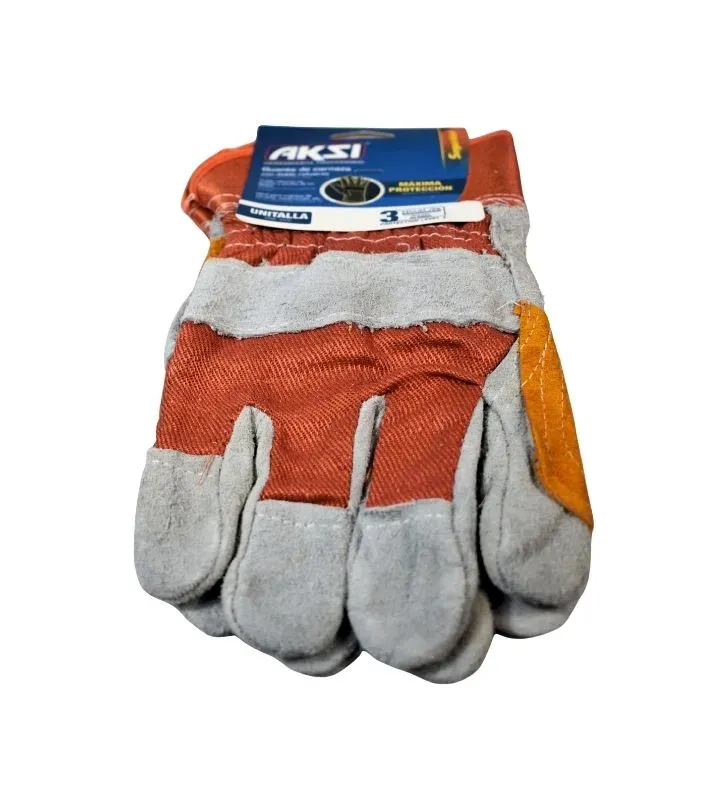 Guante de Carnaza Reforzado AKSI 103701 - Protección Uso Rudo