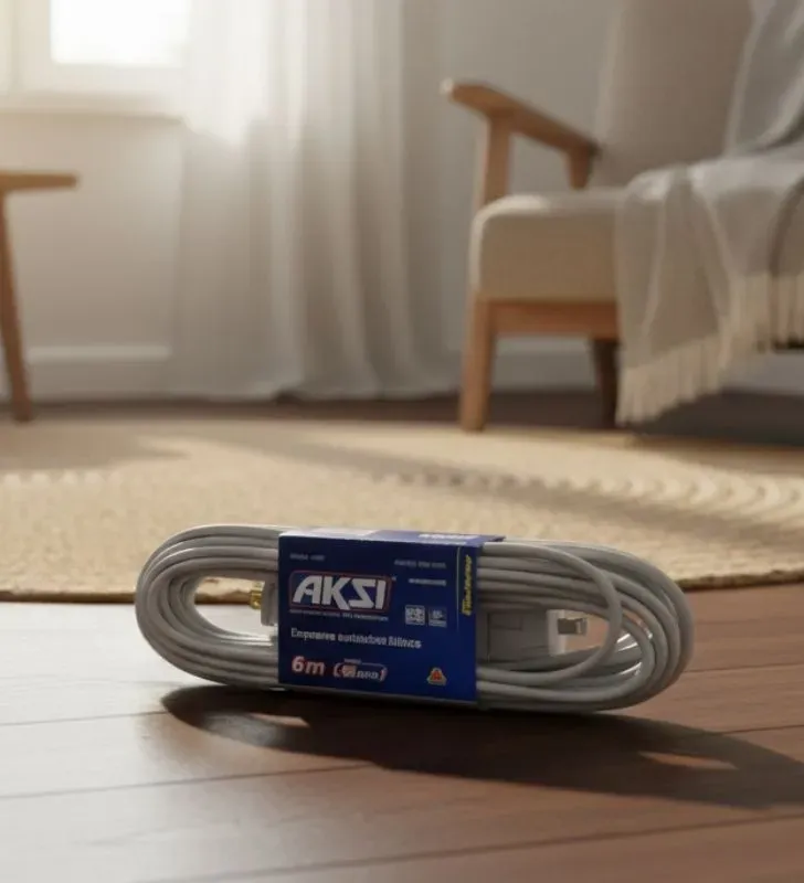 Extensión Eléctrica Blanca AKSI 6m - Seguridad Autoextinguible